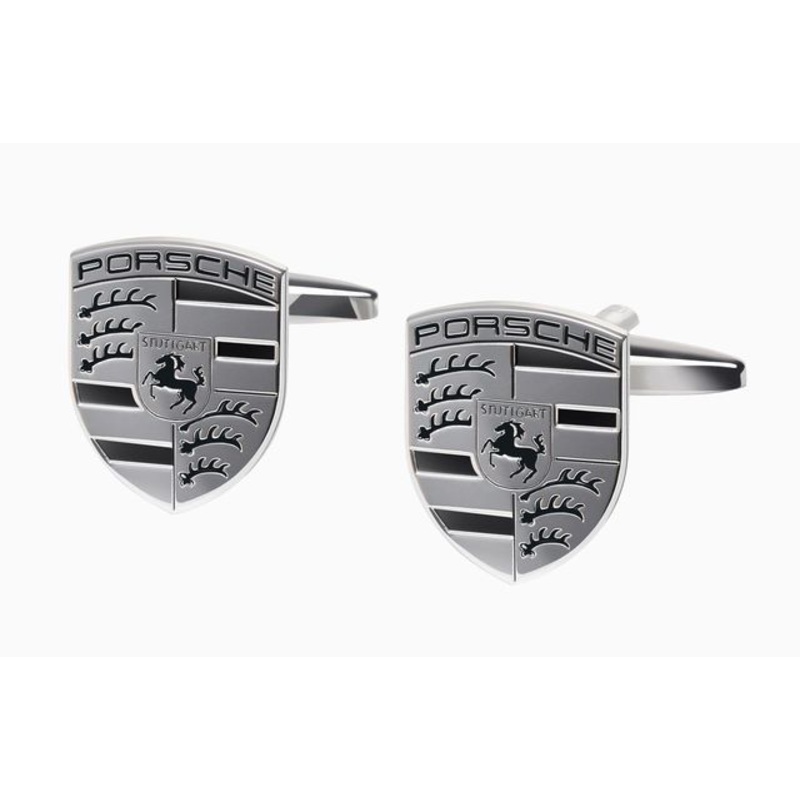 Genuine Porsche Porsche Crest Cufflinks In Nickel/Black – WAP0509600M0MK