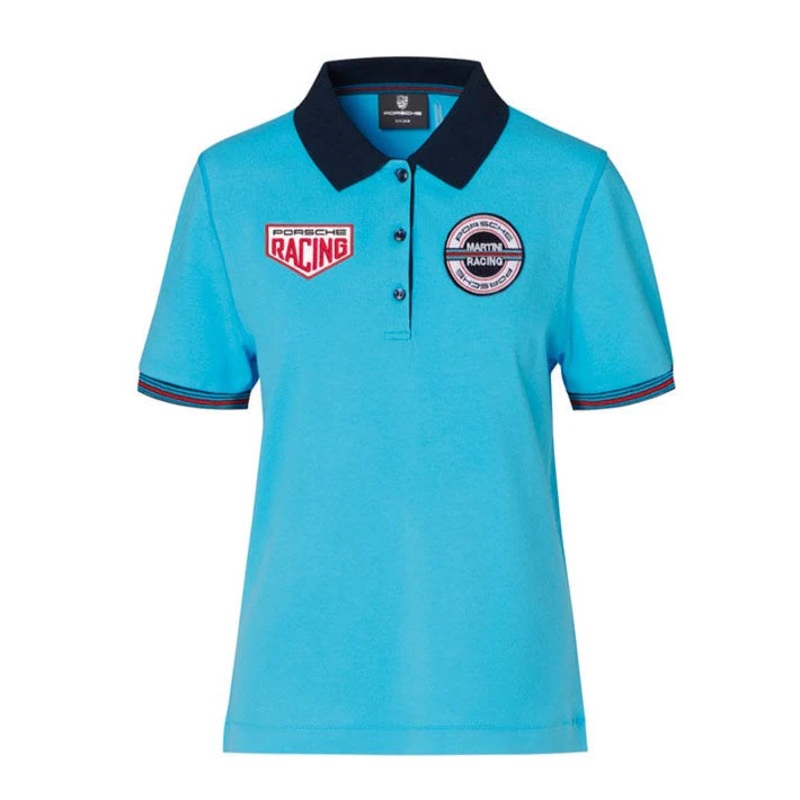 Genuine Porsche Martini Racing Collection Polo Shirt Light Blue